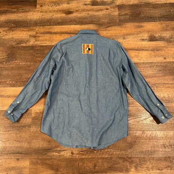 Quacker Factory Blue Denim Chambray Farmhouse Cottage Button-Up Shirt M READ - Picture 2 of 16